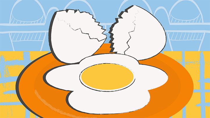 illustration of broken egg on plate